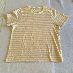 SWEETSALT Striped Short Sleeve T Shirt Womens Yellow Beige XXL Casual Top 2XL